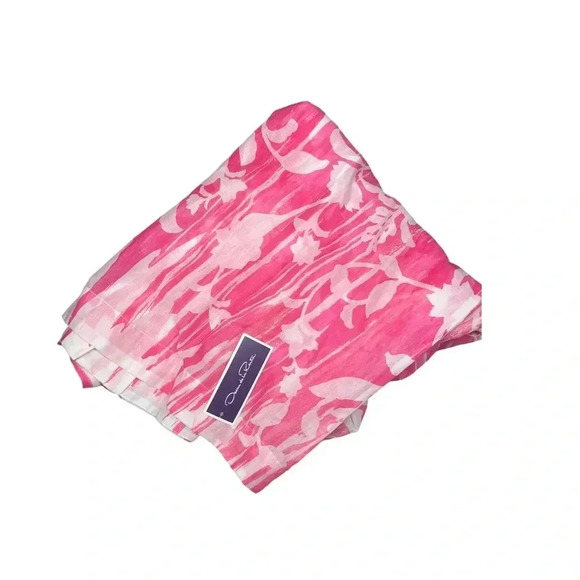 Pink and White NWT Oscar De La Renta Cover Up Lightweight Vacation Tropical Set - Picture 7 of 13